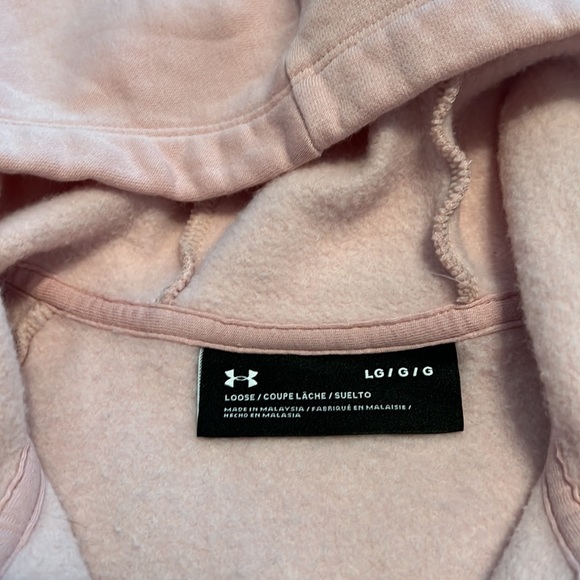 LADIES PINK HOODED UNDER ARMOUR ZIP FRONT JACKET SIZE LG LOOSE FIT VERY GOOD - Picture 8 of 8